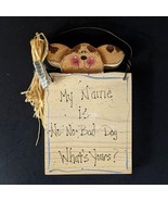 Funny Dog Woooden Sign Decor Hang Wall My Name No No Bad Dog - $302.15 MXN