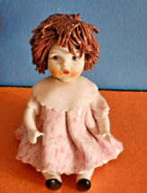 Vintage Lino Zampiva Italy Porcelain Spaghetti Hair Doll Girl Pink Dress - £22.18 GBP