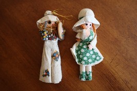 Lot of 2 Vintage Doll Ornament / Figure Man Woman Rustic Boy Girl 6&quot; - $11.40