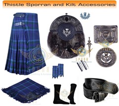 Scottish Men&#39;s Highland Traditional Spirit of Scotland Tartan 8 yard Kilt Set - £96.22 GBP