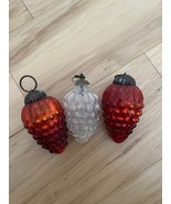 Antique VTG Kugel Clear Red Set Glass Christmas Ornament Grape Cluster B... - €115,14 EUR