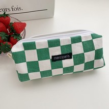 Japanese Style Plaid Cosmetic Bag Women Canvas Handbags Purse Organizer Pencil B - $22.86