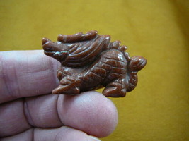 (Y-DRA-CD-551) little Orange Chinese Dragon MYTHICAL carving gemstone statue - $14.01