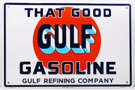 That Good Gulf Gasoline Embossed Tin Sign - $15.95