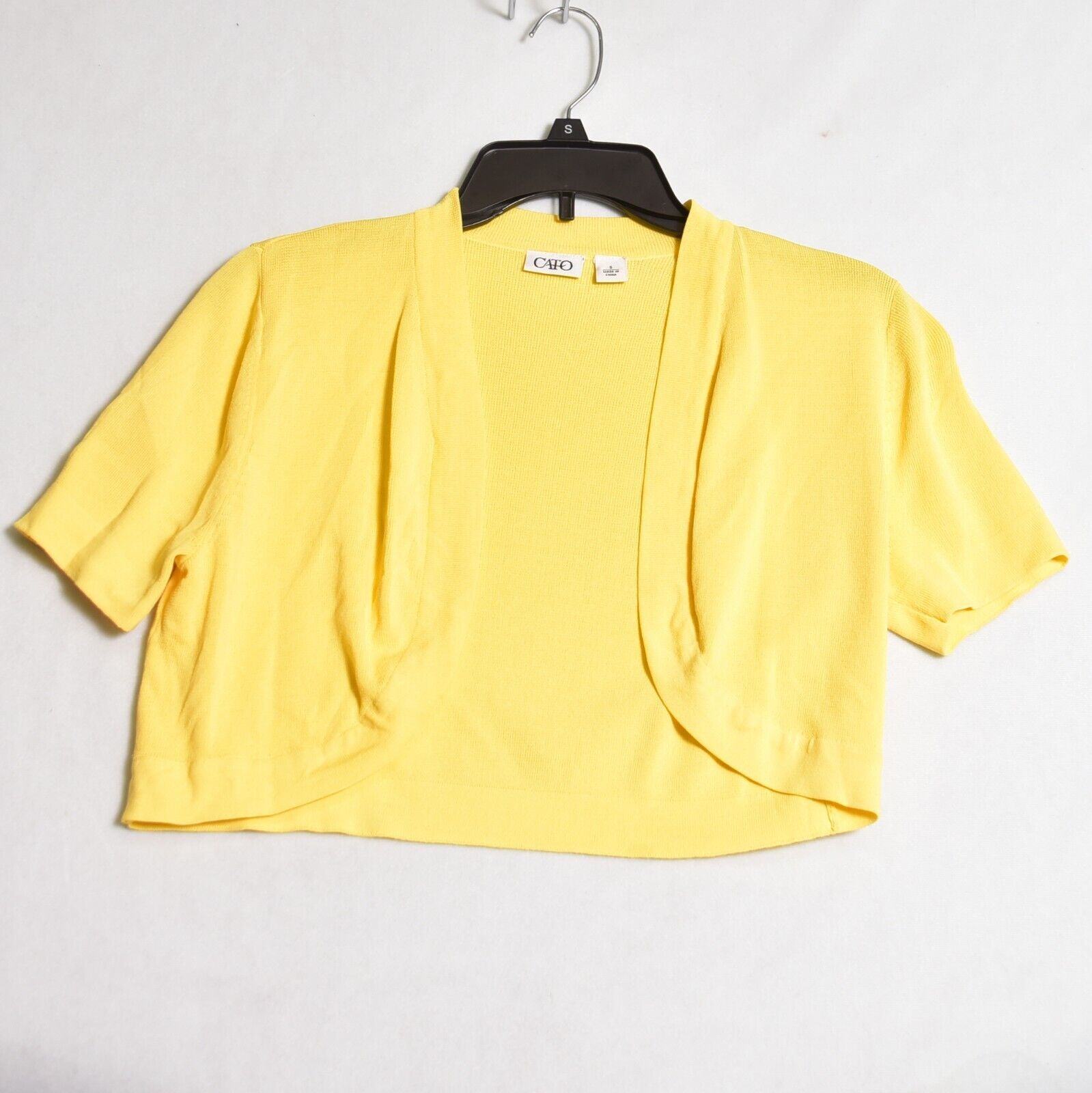 Cato Women&#39;s Crop Short Sleeve Yellow Cardigan Sweater Size Small - $11.34