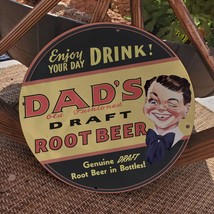 Vintage Dad&#39;s Old Fashioned Draft Root Beer Bottles Porcelain Gas &amp; Oil Sign - £99.90 GBP