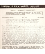 1957 Cinema 16 Film Notes Twentieth Century Hawks Season 11 Nov Original... - $560.63 MXN