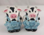 Savory Housewares Country Cows Wearing Overalls 3.25&quot; Salt &amp; Pepper Shakers - $9.89