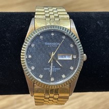 Swanson Miyota Men&#39;s Gold Tone Watch Fashion Jewelry Date Estate Find KG - $29.70