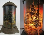 antique Scene-In-Action lamp cast iron rotating motion forest fire - £104.23 GBP