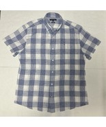 Tommy Bahama Shirt Men’s XL Linen Blend Button Up Short Sleeve Blue/Whit... - $29.37 CAD