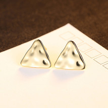 Silver Earrings S925 Silver Stud Earrings Simple Earrings Triangle Tapping Patte - £13.55 GBP