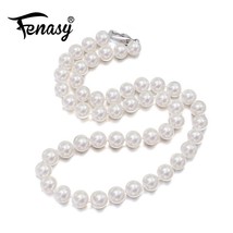 Ry natural pearl necklace 9 11mm nearly round pearl necklace for women classic necklace thumb200