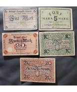 Lot of 5) Antique German Mark Bank Notes from Early 1900&#39;s Uncirculated - £14.63 GBP