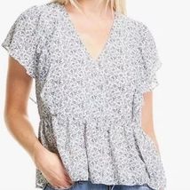 MADEWELL Georgette Flutter-sleeve Americana Floral Cottagecore Top Size ... - $25.74
