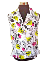 Worthington  Blouse Women&#39;s Size Large Multicolor Floral Button Front Sleeveless - £11.59 GBP