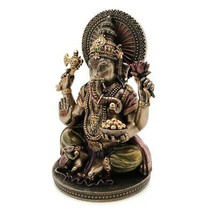 Ganesha Statue 6&quot; Hindu Elephant God Bronze Resin Lord Of Success Ganesh Quality - £40.02 GBP