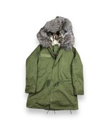 Mr and Mrs Italy Raccoon Fox Fur Lined Green Parka Jacket Coat Sz Small - $395.99