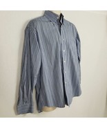 Tommy Hilfiger Button Down Shirt Blue Striped Men&#39;s Large Pocket Long Sl... - $13.00