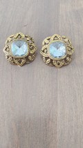 Avon Palace Collections Clip Earrings Rare Crystals Antique Gold Victorian - $35.00