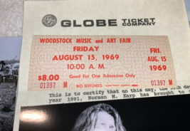 Woodstock Original Friday 1969 Ticket Janis Joplin Jimi Hendrix Grateful Dead Co - £47.94 GBP