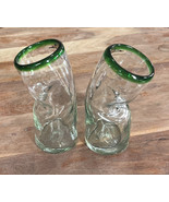 Mesa Int. Mexico Intentional Blown Glass Mistake Drinking Glass Green Rim - $22.84 CAD