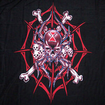 Spider Skull Wall Banner WB221 Flag Biker Skeleton Head - £6.67 GBP