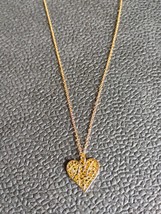 Gold Color Plated Lucky Heart Pendant Necklace Gold Chain - $226.34 MXN