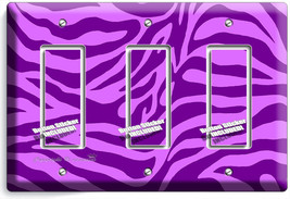 PURPLE ZEBRA ANIMAL PRINT STRIPES LIGHT 3 GANG GFCI SWITCH WALL PLATE RO... - £14.33 GBP