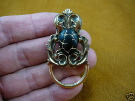 #E-594) Black gold flower Eyeglass pin pendant ID badge holder loop glasses bead - £15.64 GBP