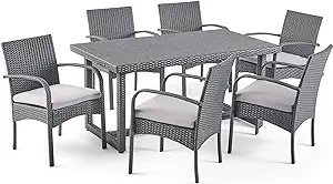 Christopher Knight Home Sophia Outdoor 7 Piece Wicker Dining Set, Grey C... - £963.04 GBP