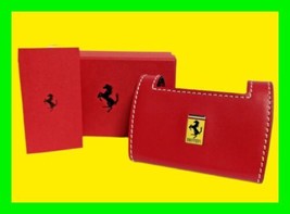 Authentic Ferrarri Red Leather Busines Card Stand With Original Box &amp; Pa... - $173.24