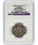 1888 J Allemagne 2 Mark 2M Pièce Argent Hamburg NGC Classé UNC Détails - €760,02 EUR