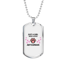 Loves Abyssinian Cat Necklace Stainless Steel or 18k Gold Dog Tag 24" Chain - £37.71 GBP+