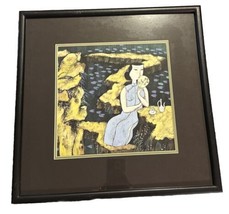Med Shanghai Lady at Lily Pond Framed Art 16.5&quot; X 16.5&quot; - £43.95 GBP