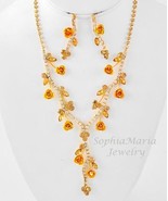 Light topaz crystal flower necklace set bridesmaid wedding party prom gi... - $19.79