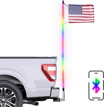 Truck Flag Swirl Pole 6&#39; + Hitch Mount- Bluetooth Spiral Chasing Lights w/ App - £139.19 GBP