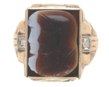 10k Yellow Gold Men&#39;s Ring with Stone Double Warrior Cameo Size 9.25 (#J... - £404.32 GBP