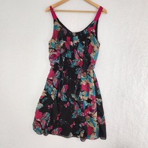 Butterfly Print Dress Pinky Sleeveless Women Size Medium - £14.24 GBP