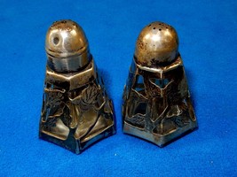 Vintage Sterling Silver Overlay Hexagon Salt &amp; Pepper Shakers, Mexico, J... - $58.75