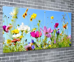 Wildflower Mix Canvas Print Nature Wall Art 55x24 Inch Ready To Hang  - £71.61 GBP