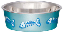 Loving Pets Bella Designer Fish Skeleton Cat Dish Metallic Ocean Blue 1ea/XS - £6.27 GBP