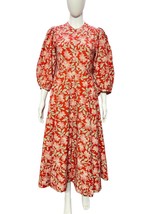 Doen Women&#39;s Floral Printed Ruffle Smocked Cotton Flared Midi Gown Dress Size S - £168.59 GBP