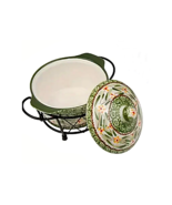 Temp-Tations Bakeware Old World Green 7 inch Dish, Cover, Basket &amp; Trivet - $26.08 CAD