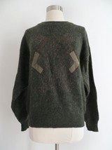 Vintage olive green hipster sweater top graphic women&#39;s size MEDIUM / LARGE - £5.62 GBP