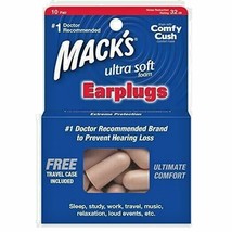 MACK&#39;S #92 Ultra Soft Foam Comfort Earplugs 10 Pair With Travel Case FRE... - $7.75