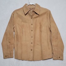 Cabela&#39;s Women&#39;s leather Jacket Sz L Button up Western tan natural coat - £58.91 GBP