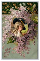 Valentines Day Romance True Love Violet Flowers UNP Unused DB Postcard J18 - £3.87 GBP