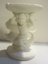 Vintage Ceramic Cherub on Dolphin w/Seashell Soap Dish - £12.64 GBP