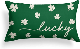 Horaldaily St Patricks Day 12 X 20 Lucky Clover Throw Pillow Cover Farmhouse Sha - £9.93 GBP